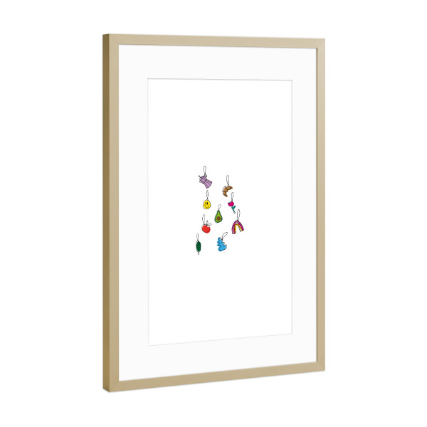 Poster mit Rahmen Gold "Kitschy Weihnachtsbaum-Anhänger" artboxONE - Weihnachten