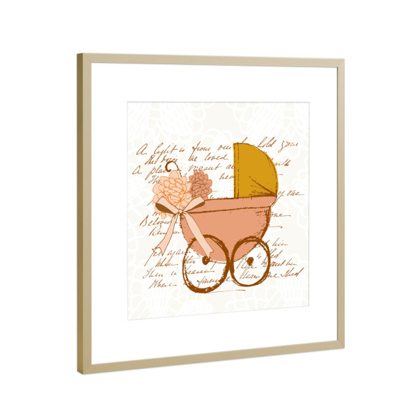 Poster mit Rahmen Gold "Lisa Dolson - Kinderwagen" artboxONE - Für Kinder,Für Mama
