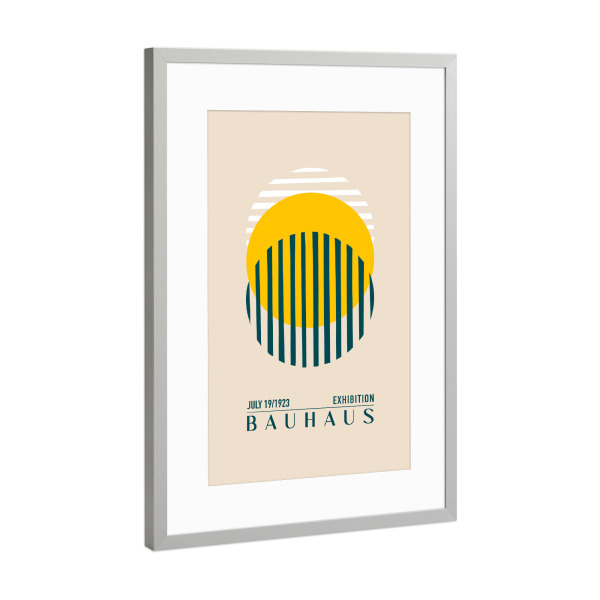 Poster mit Rahmen Silber "Tunaboylu - Bauhaus Sonne" artboxONE - Typografie,Abstrakt,Geometrie