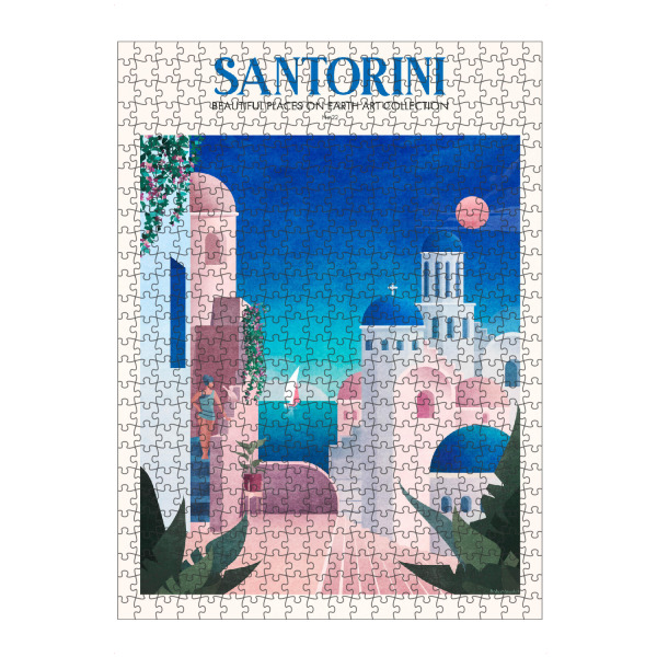 Puzzle Ravensburger "Tunaboylu - Travel Santorini" artboxONE - Typografie,Reise,Reise / Länder - Reise,Landschaft,Griechenland,Santorini,Insel,Urlaub