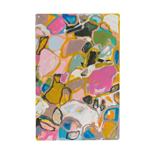 Holzbild "Marisol Evora - Places" artboxONE - Abstrakt - Abstrakt,Modern,Bunt,Scandi,Hygge,Farbenfroh,Pinsel,Strich,Leinwand