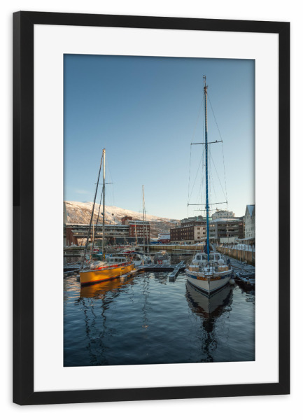 Poster mit Rahmen schwarz "Tromsö Hafen" artboxONE - Städte,Reise