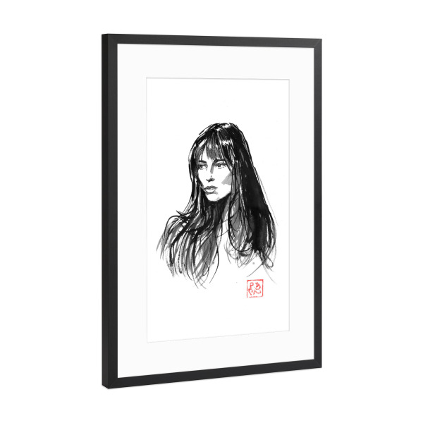 Poster mit Rahmen Schwarz (Metallic) "Jane Birkin" artboxONE - Menschen - Jane birkin,Sumie,Japan