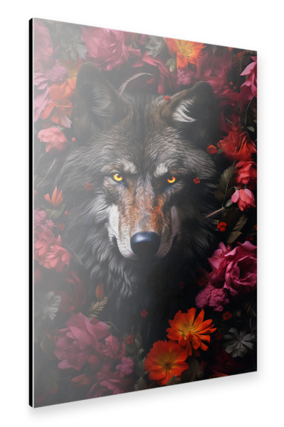 Alu-Dibond "Wolf Flowers 2 (matart)" 30x20 cm artboxONE