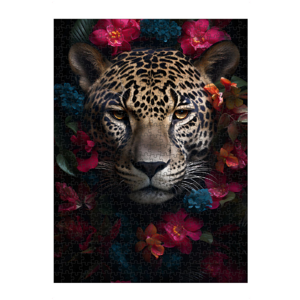 Puzzle Ravensburger "Leopard Flowers 2 (matart)" artboxONE - Natur,Tiere - Leopard,Tier,Tiere,Katze,Katzen,Natur,Wild,Tierwelt,Blumen - Bild leopard