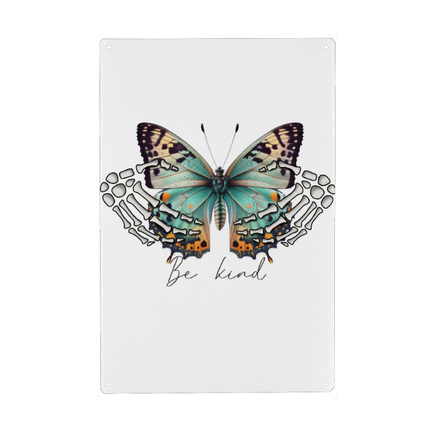 Metall Poster "Grüne Schmetterlingsskeletthände" artboxONE - Tiere,Fashion,Buchstaben,Halloween,Lustig