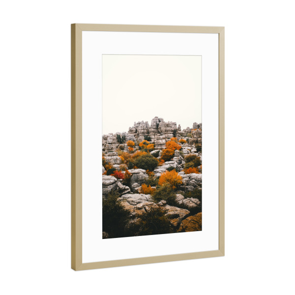 Poster mit Rahmen Gold "Herbststimmung" artboxONE - Natur,Reise,Abstrakt,Reise / Länder - Herbst,Natur,Landschaft,Berge,Steine,Felsen,Spanien