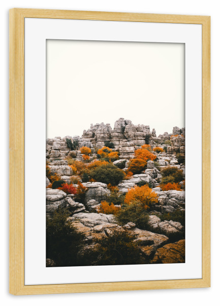 Poster mit Rahmen kiefer "Herbststimmung" artboxONE - Natur,Reise,Abstrakt,Reise / Länder - Herbst,Natur,Landschaft,Berge,Steine,Felsen,Spanien