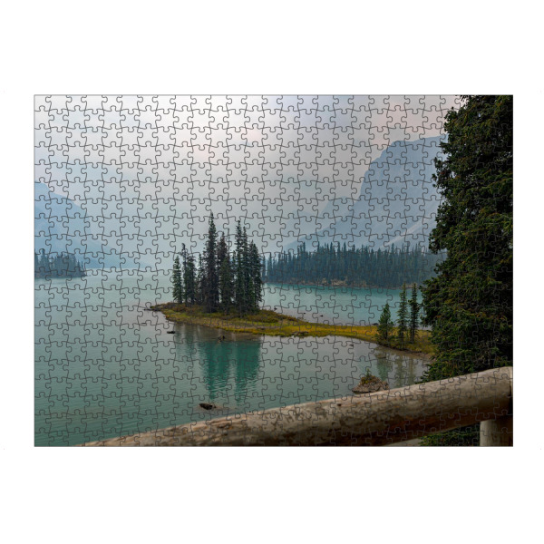 Puzzle Ravensburger "Spirit Island von oben" artboxONE - Natur,Reise - Natur,Landschaft,Kanada,Spirit,Wasser,See,Fotografie,Landschaftsfotografie