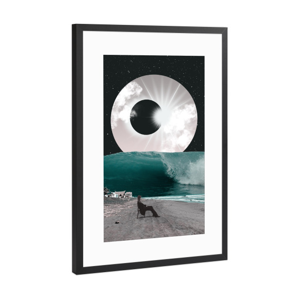 Poster mit Rahmen Schwarz (Metallic) "Dark Moon rising" artboxONE - Natur,Abstrakt,Fiktion,Galaxy