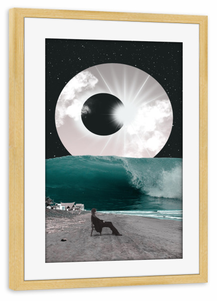 Poster mit Rahmen kiefer "Dark Moon rising" artboxONE - Natur,Abstrakt,Fiktion,Galaxy