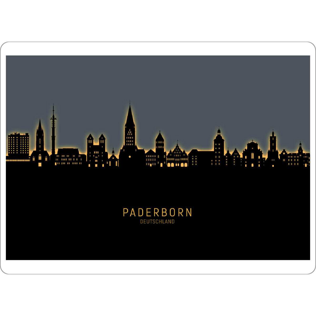 Tischset "Paderborn Skyline Glow Orange" artboxONE - Städte - Paderborn,Deutschland,Deutschlandskyline,Stadtbild,Stadtbild,Aquarell,Malerei