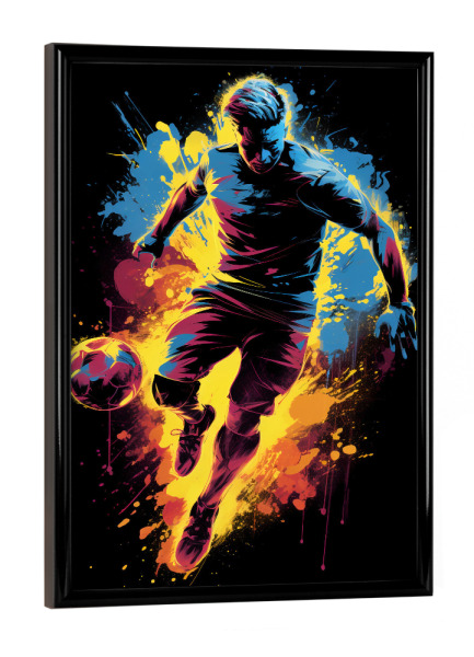 Poster mit schwarzem Rahmen "Football Colorful 4 (matart)" artboxONE - Sport / Fußball