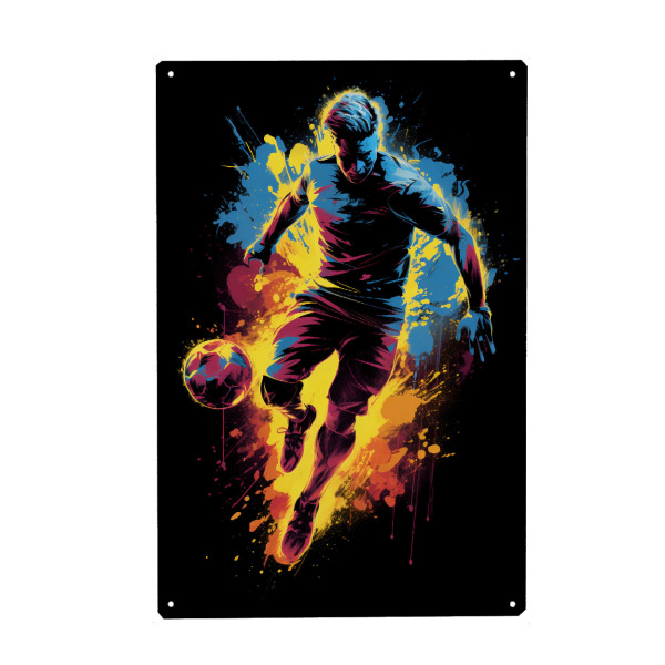 Metall Poster "Football Colorful 4 (matart)" artboxONE - Sport / Fußball - Fußball,Fußballspieler,Spieler,Ball,Mannschaft,Sport,Bunt,Aquarell