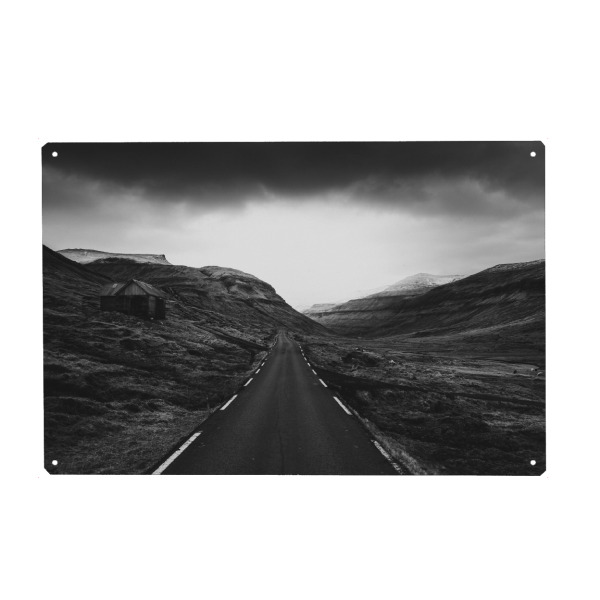 Holzbild "Entlang des Weges" artboxONE - Reise,Abstrakt,Schwarzweiß,Reise / Länder