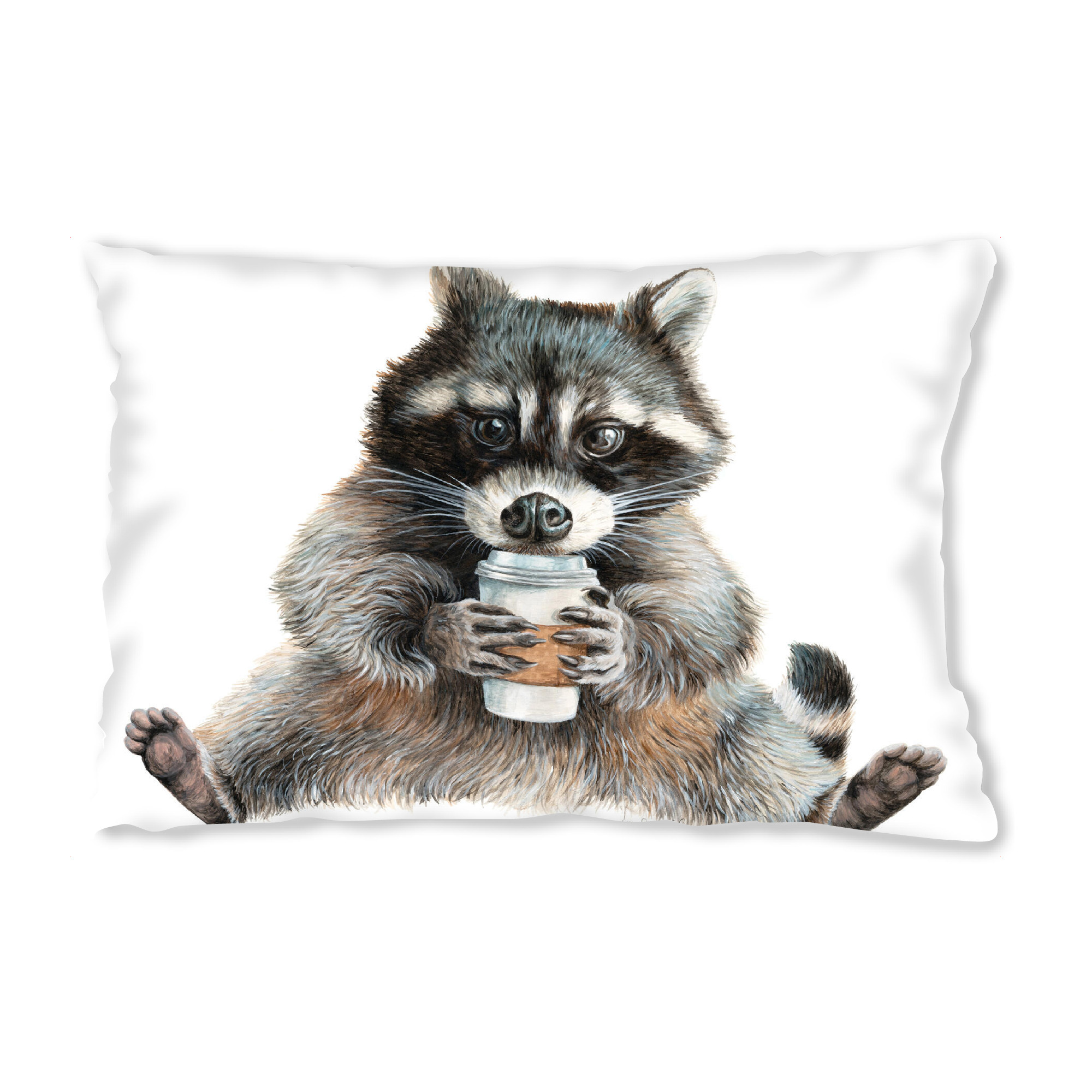 Design-Kissen "Raketentreibstoff" artboxONE - Tiere,Essen & Trinken,Lustig - Tiere,Waschbär,Wald,Humor,Lustig,Kaffee,Trinken - Bild tiere
