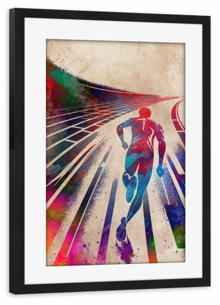Poster mit Rahmen schwarz "Laufsportkunst A" artboxONE - Sport,Sport / Motivation - Läufer,Laufen,Sport,Grafik,Joggen