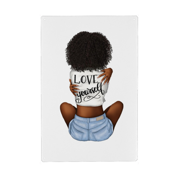 Holzbild "Love Yourself | Curvy Girl" artboxONE - Menschen,Fashion,Buchstaben,Für Mama,Lustig