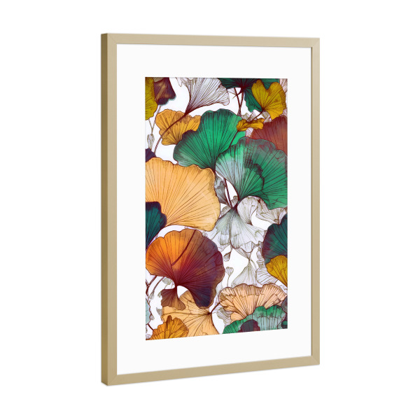Poster mit Rahmen Gold "Ginko Biloba H" artboxONE - Natur,Floral - Ginkgo,Biloba,Ginkgo biloba,Baum,Wald,Blätter,Natur