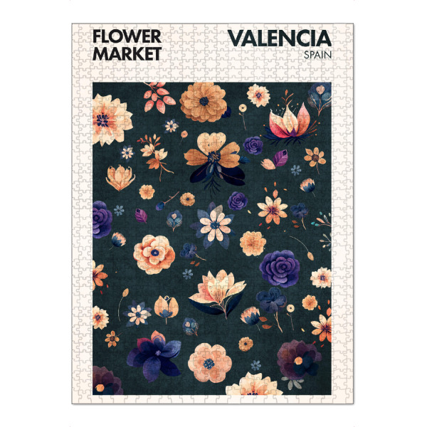 Puzzle Ravensburger "Tunaboylu - Flower Market Valenzia" artboxONE - Typografie,Natur,Floral
