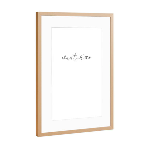 Poster mit Rahmen Kupfer "Winterlove" artboxONE - Typografie,Schwarzweiß,Buchstaben / L,Buchstaben / T,Buchstaben / W