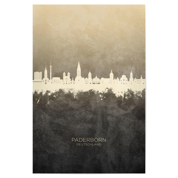 Poster "Paderborn Skyline Taupe" artboxONE - Städte - Paderborn,Deutschland,Deutschlandskyline,Stadtbild,Stadtbild,Aquarell,Malerei