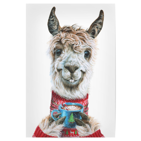 Poster "Lama Latte Weihnachten" artboxONE - Tiere,Weihnachten,Lustig - Tiere,Urlaub,Weihnachten,Lama,Festlich,Kaffee,Humor,Lustig