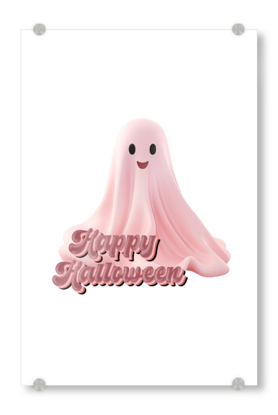 Acrylglasbild "Retro rosa Halloween-Geisterkunst" artboxONE - Fashion,Buchstaben,Halloween,Lustig