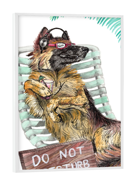 Poster mit weißem Rahmen "Entspannen Sie sich in der Sonne" artboxONE - Tiere,Musik,Lustig