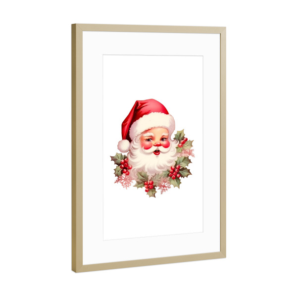 Poster mit Rahmen Gold "Retro-Weihnachtsmann" artboxONE - Floral,Menschen,Fashion,Weihnachten,Lustig