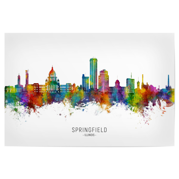 Poster 30x20 cm "Springfield Illinois Skyline txt" artboxONE - Städte
