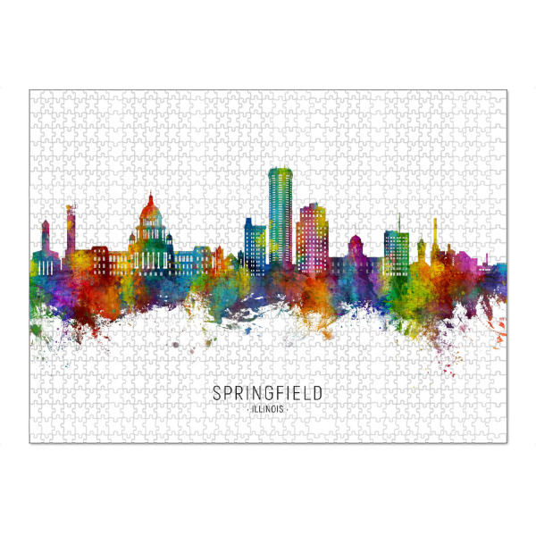 Puzzle Ravensburger "Springfield Illinois Skyline txt" artboxONE - Städte