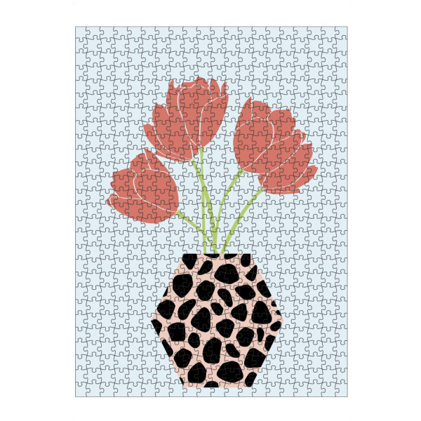 Puzzle Ravensburger "Tulpen in Vase" artboxONE - Floral - Blumen,Vase,Blumenvase,Tulpen,Blumenstrauß,Leomuster,Skandinavisch,Britisch,Floral
