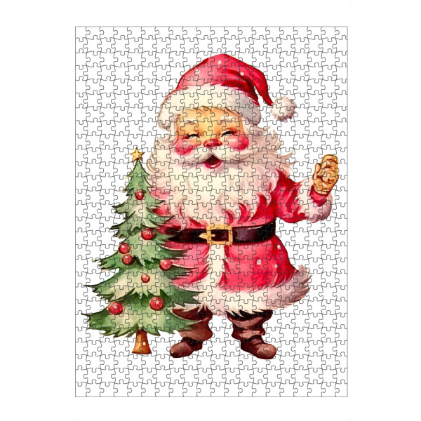 Puzzle Ravensburger "Retro Santa Art with Pine Tree" artboxONE - Floral,Weihnachten,Festivals,Lustig