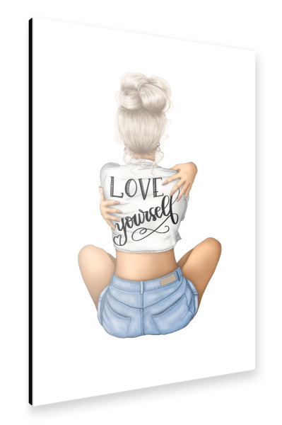 Alu-Dibond "Love Yourself | Blonde Girl" 30x20 cm artboxONE