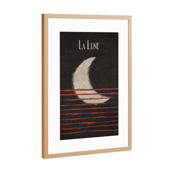 Poster mit Rahmen Kupfer "Tunaboylu - La Lune" artboxONE - Typografie,Galaxy - Sonne,Mond,Sterne,Galaxie,Universum,Spirituell,Glaube,Boho,Scandi,Hygge