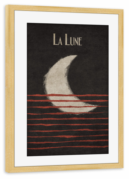 Poster mit Rahmen kiefer "Tunaboylu - La Lune" artboxONE - Typografie,Galaxy - Sonne,Mond,Sterne,Galaxie,Universum,Spirituell,Glaube,Boho,Scandi,Hygge
