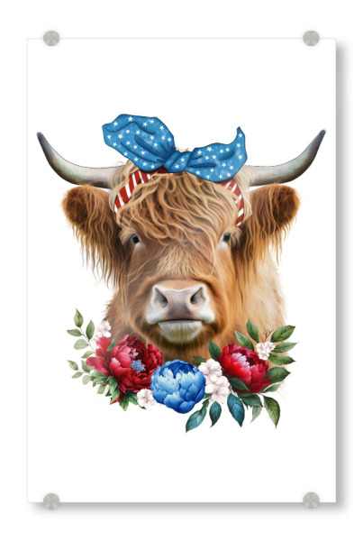 Acrylglasbild "Kuh mit Blumen" artboxONE - Floral,Tiere,Fashion,Festivals,Lustig