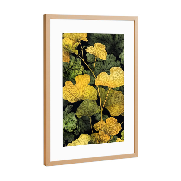 Poster mit Rahmen Kupfer "Ginko Biloba N" artboxONE - Natur,Floral - Ginkgo,Biloba,Ginkgo biloba,Baum,Wald,Blätter,Natur