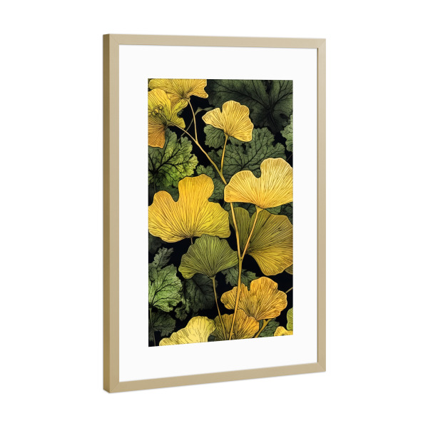 Poster mit Rahmen Gold "Ginko Biloba N" artboxONE - Natur,Floral - Ginkgo,Biloba,Ginkgo biloba,Baum,Wald,Blätter,Natur