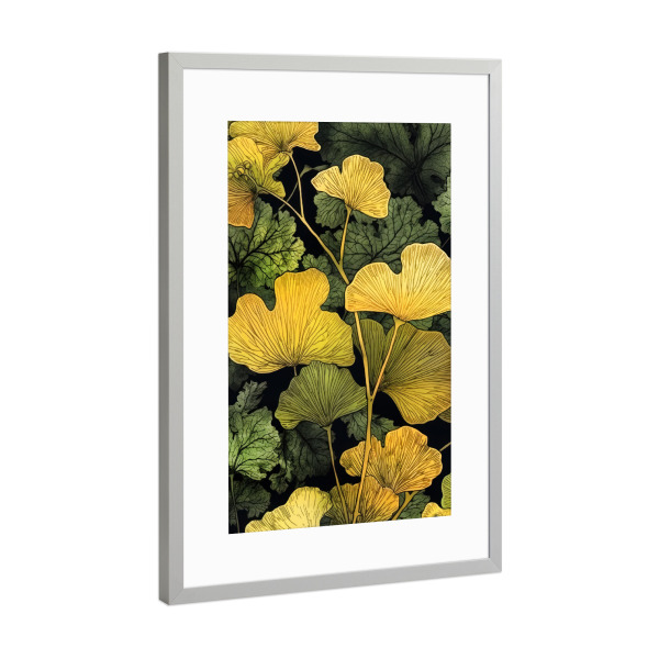 Poster mit Rahmen Silber "Ginko Biloba N" artboxONE - Natur,Floral - Ginkgo,Biloba,Ginkgo biloba,Baum,Wald,Blätter,Natur