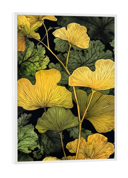 Poster mit weißem Rahmen "Ginko Biloba N" artboxONE - Natur,Floral - Ginkgo,Biloba,Ginkgo biloba,Baum,Wald,Blätter,Natur