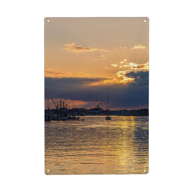 Holzbild "Stadthafen und Segelboote" artboxONE - Natur,Reise