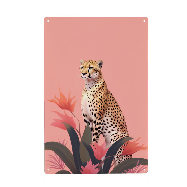 Metall Poster "Floraler Leopard" artboxONE - Floral,Tiere,Reise / Afrika