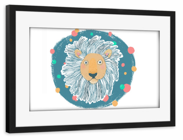 Poster mit Rahmen schwarz "Lea Schulze - Löwe" artboxONE - Für Kinder,Tiere - Löwe,Tier,Kinderzimmer,Kindermotiv,Afrika,Safari