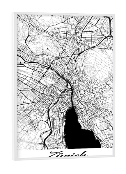 Poster mit weißem Rahmen "Zürich CityMap" artboxONE - Städte / Zürich