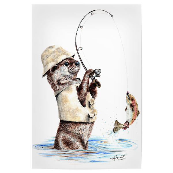 Poster "Der Fischer der Natur" artboxONE - Tiere,Lustig - Tiere,Otter,Angeln,Bach,Fluss,Lustig,Fischer,Wald,Fisch