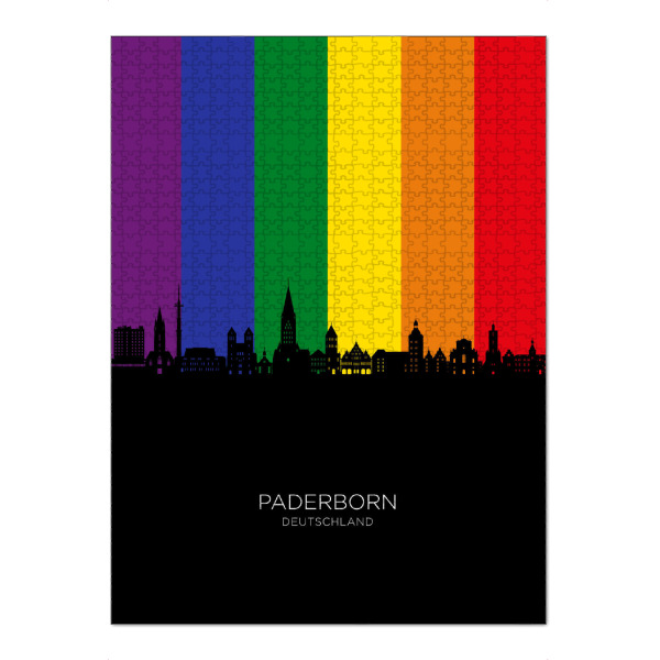 Puzzle Ravensburger "Paderborn Skyline Pride" artboxONE - Städte - Paderborn,Deutschland,Prideskyline,Stadtbild,Stadtbild,Aquarell,Malerei