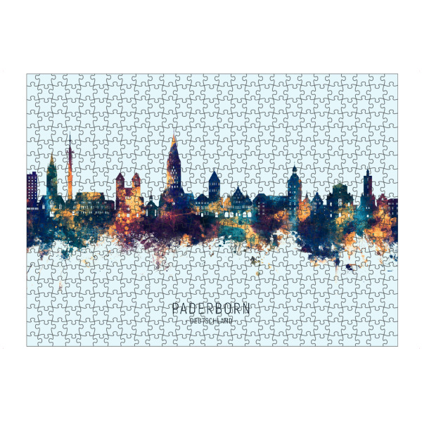 artboxONE Puzzle "Paderborn Skyline BlauOrange" artboxONE - Städte - Paderborn,Deutschland,Deutschlandskyline,Stadtbild,Stadtbild,Aquarell,Malerei