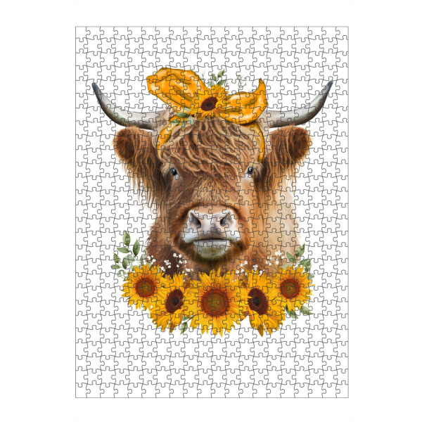 Puzzle Ravensburger "Kuh mit Sonnenblumen" artboxONE - Floral,Tiere